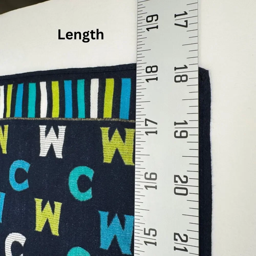 MCM Green Blue Striped Logo Square Accessories Scarf Lightweight Preppy Academia